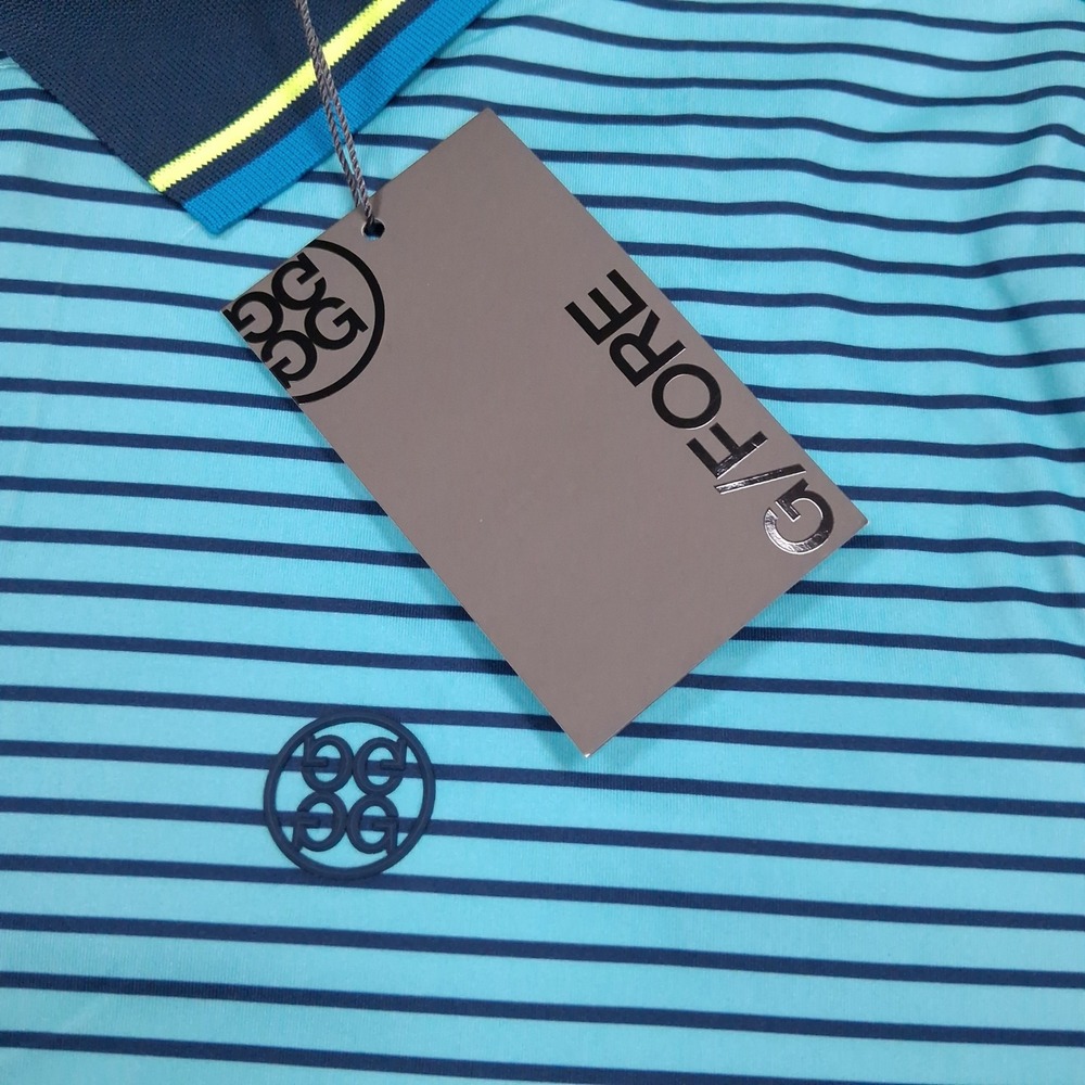 NEW $120 G/FORE Golf Polo Shirt Mens M Blue Sky Stripe Skull Tees 3D Tech Jersey - Picture 9 of 13